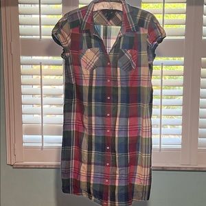 Tommy Hilfiger Plaid Front Button Shirt Dress